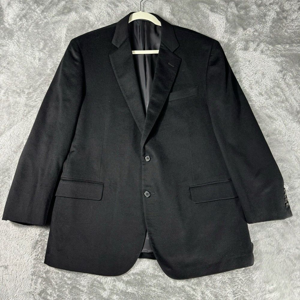 Brooks‎ Brothers Blazer Sport Coat Jacket Mens 45R Black Cashmere Loro Piana